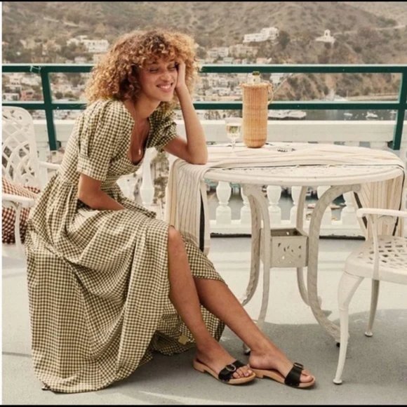 NWT DOEN Kennedy Gingham Maxi Dress Boho Puff Sleeve Black & White Size Small - Picture 12 of 16